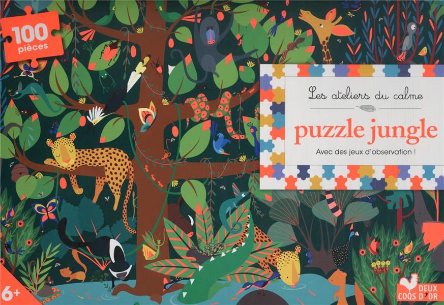 Les ateliers du calme : puzzle jungle ; 1 puzzle 100 pièces et des jeux d'observation