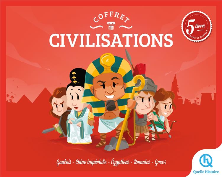 Coffret civilisations : Gaulois ; Chine impériale ; Egyptiens ; Romains ; Grecs (5 volumes)