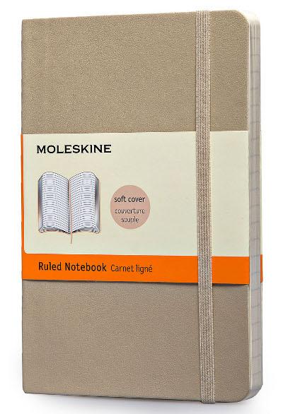 Carnet kaki/beige couverture souple poche ligné